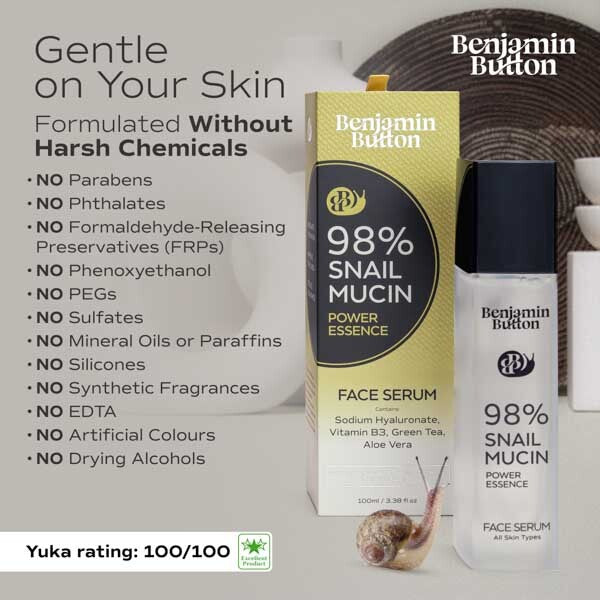 Snail Mucin Serum 98% with Hyaluronic Acid 100ml (British brand)