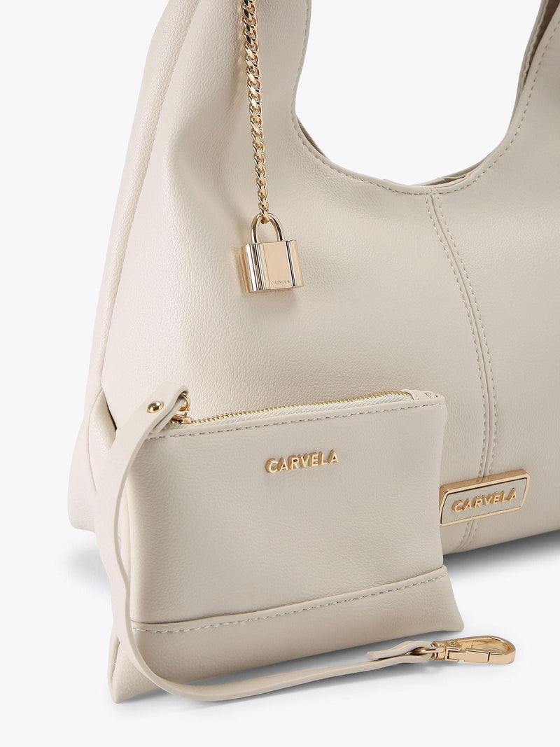 Carvela Cassia Mini Hobo handbag cream, imported from the UK