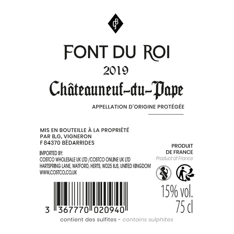 Châteauneuf du Pape Font du Roi red wine 75cl - British product