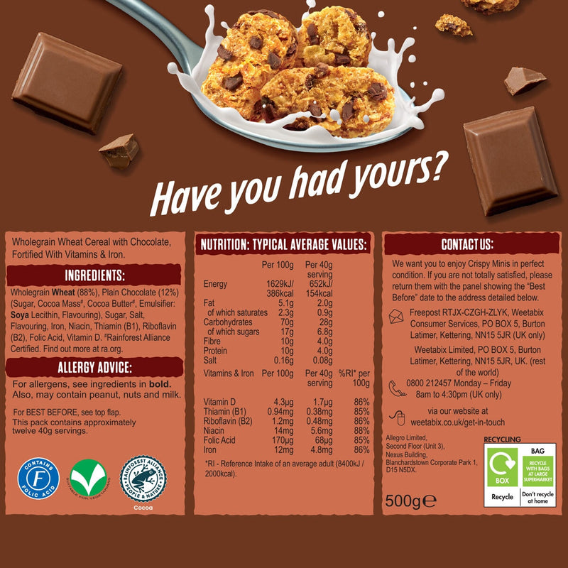 Weetabix Minis Chocolate Chip, 2 x 500g