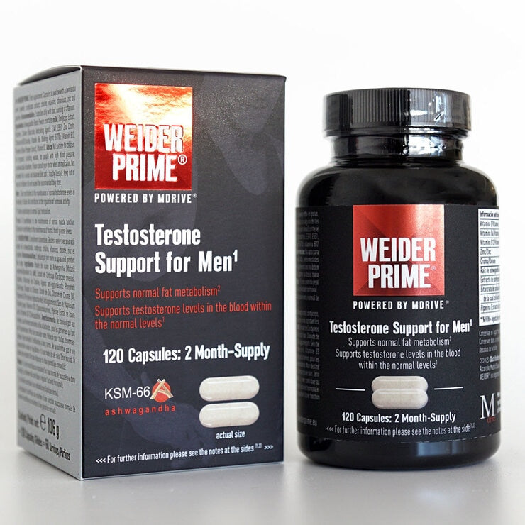 Weider Prime Testosterone Support for Men supplement 120 Count (British brand)
