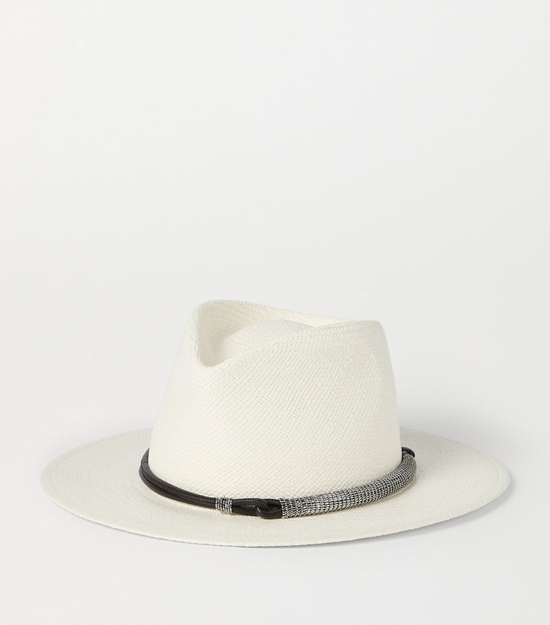 Brunello Cucinelli straw monili trilby hat - British product