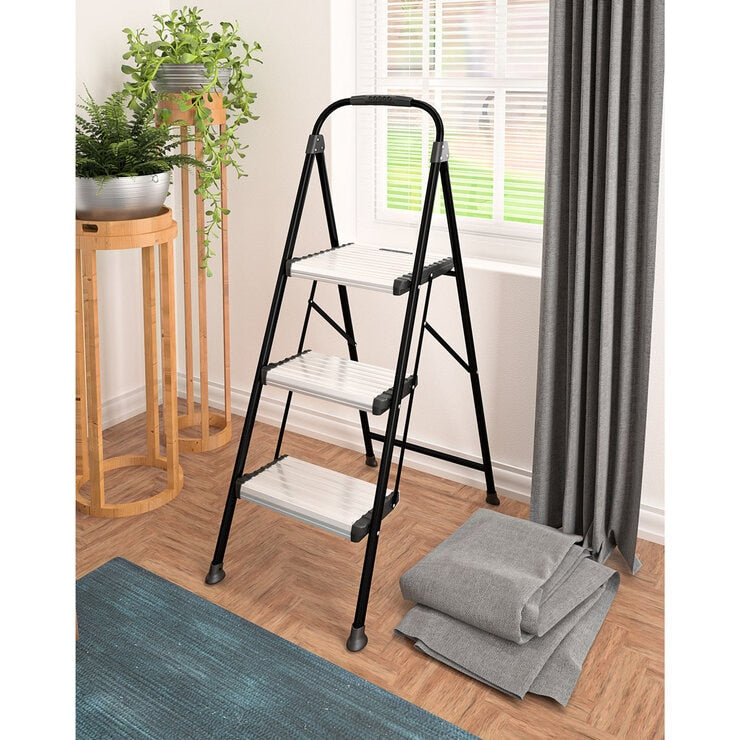 Cosco 3 tread folding step stool silver - British product
