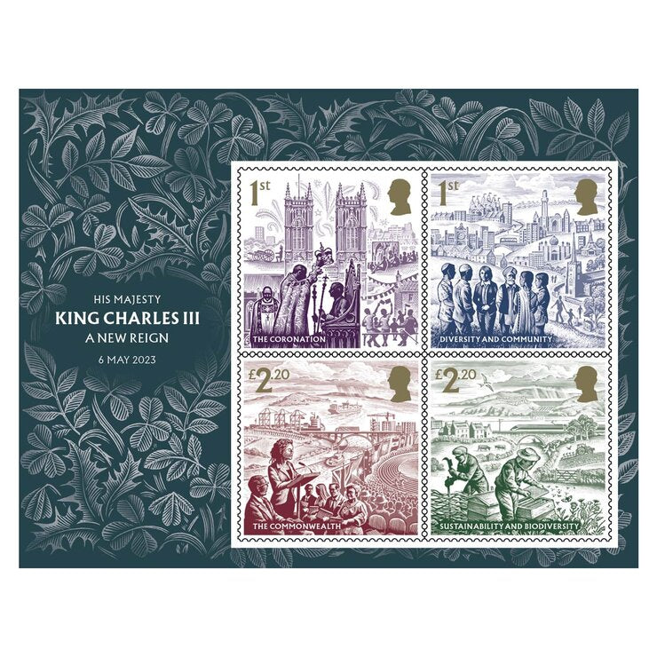 Royal Mail King Charles III framed miniature sheet 20.5cm x 19.5cm (British brand)