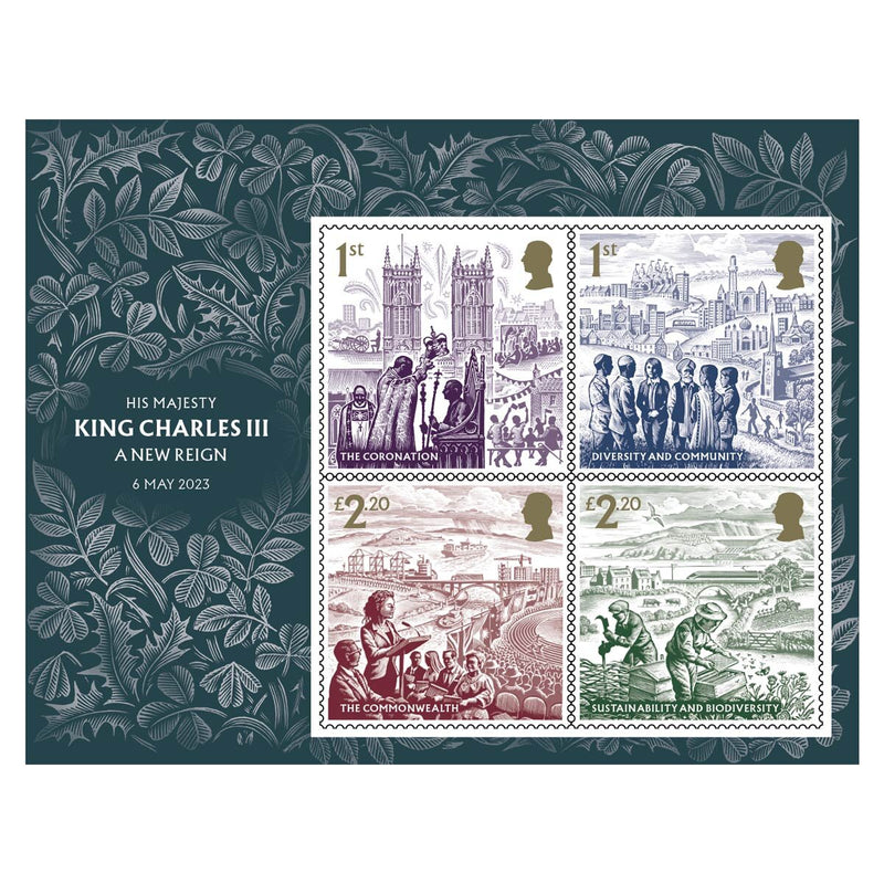 Royal Mail King Charles III framed miniature sheet 20.5cm x 19.5cm (British brand)
