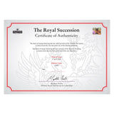 Royal Mail Royal Succession mint stamp sheets folder, imported from the UK