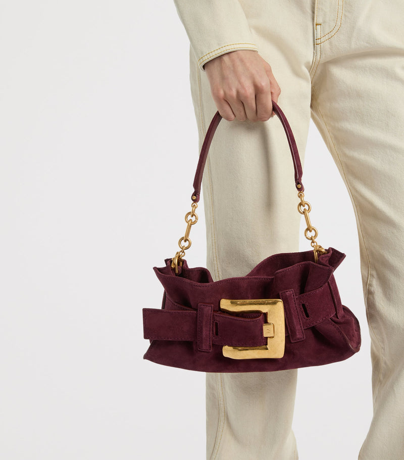 Balmain Anthem mini suede shoulder bag H10cm - British product