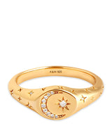 Harrods Astrid & Miyu Gold-Plated Sterling Silver Cubic Zirconia Cosmic Crystal Signet Ring- Buy online at McGrocer