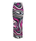 Plunge Neck Swimsuit with All-Over Print in Nylon and Elastane