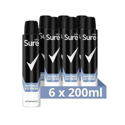 Costco UK Sure Men Invisible Ice Fresh Anti-Perspirant Spray 6 x 200ml- Buy online at McGrocer