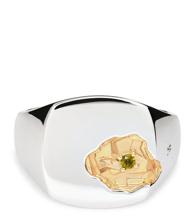 Harrods Tom Wood Sterling Silver and Tourmaline Mined Signet Ring- Buy online at McGrocer