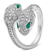 Harrods Bvlgari White Gold, Diamond and Emerald Serpenti Seduttori Ring- Buy online at McGrocer