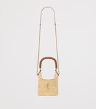 Saint Laurent raffia Gaby bucket bag with leather trims - British product