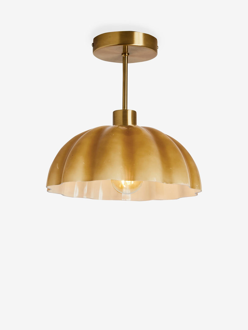 Clarke and Clarke Amber Scalloped Glass Pendant Light, UK version