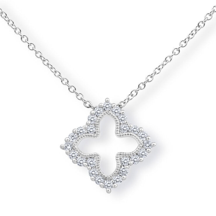 Costco 0.38ct round brilliant quatrefoil diamond pendant 18ct white gold, imported from the UK