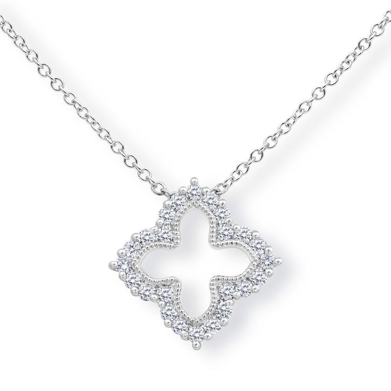 Costco 0.38ct round brilliant quatrefoil diamond pendant 18ct white gold, imported from the UK