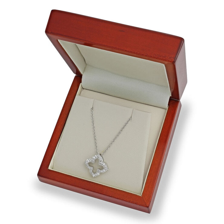 Costco 0.38ct round brilliant quatrefoil diamond pendant 18ct white gold, imported from the UK