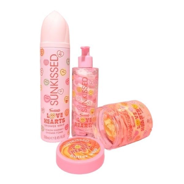 Sunkissed x Love Hearts mini bath gift set, UK version