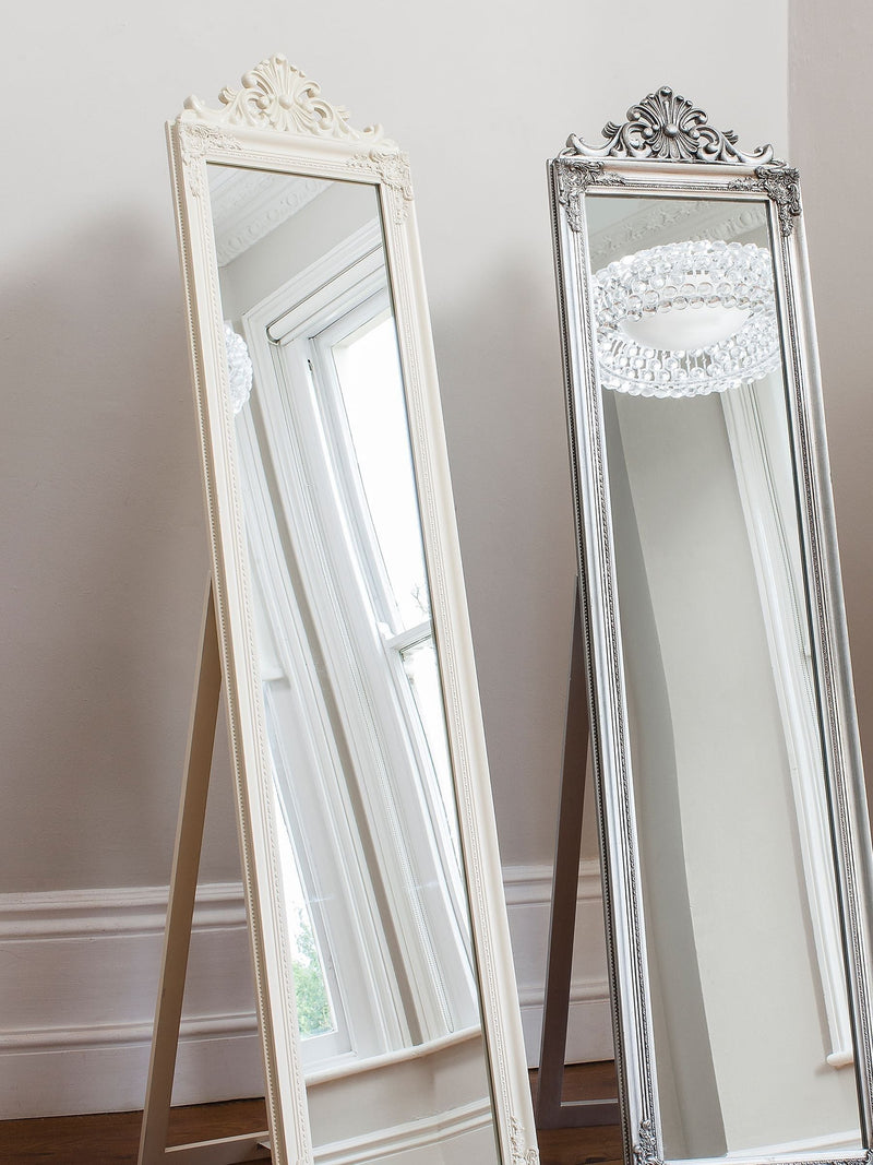 Gallery Home White Darley Cheval Mirror 179cm height, imported from the UK