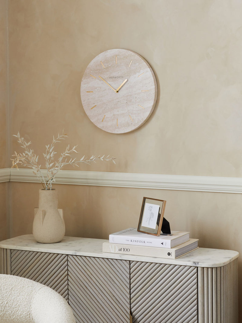 Natural Hallie wall clock 40cm, imported from the UK
