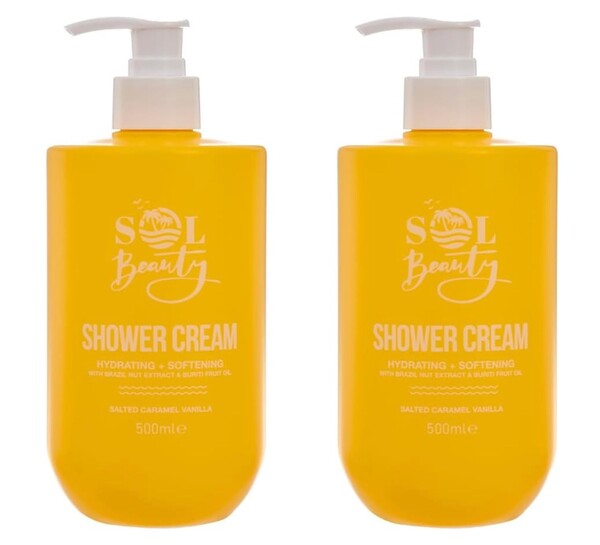 Sol Beauty Shower Cream Caramel Vanilla 2x500ml (British brand)