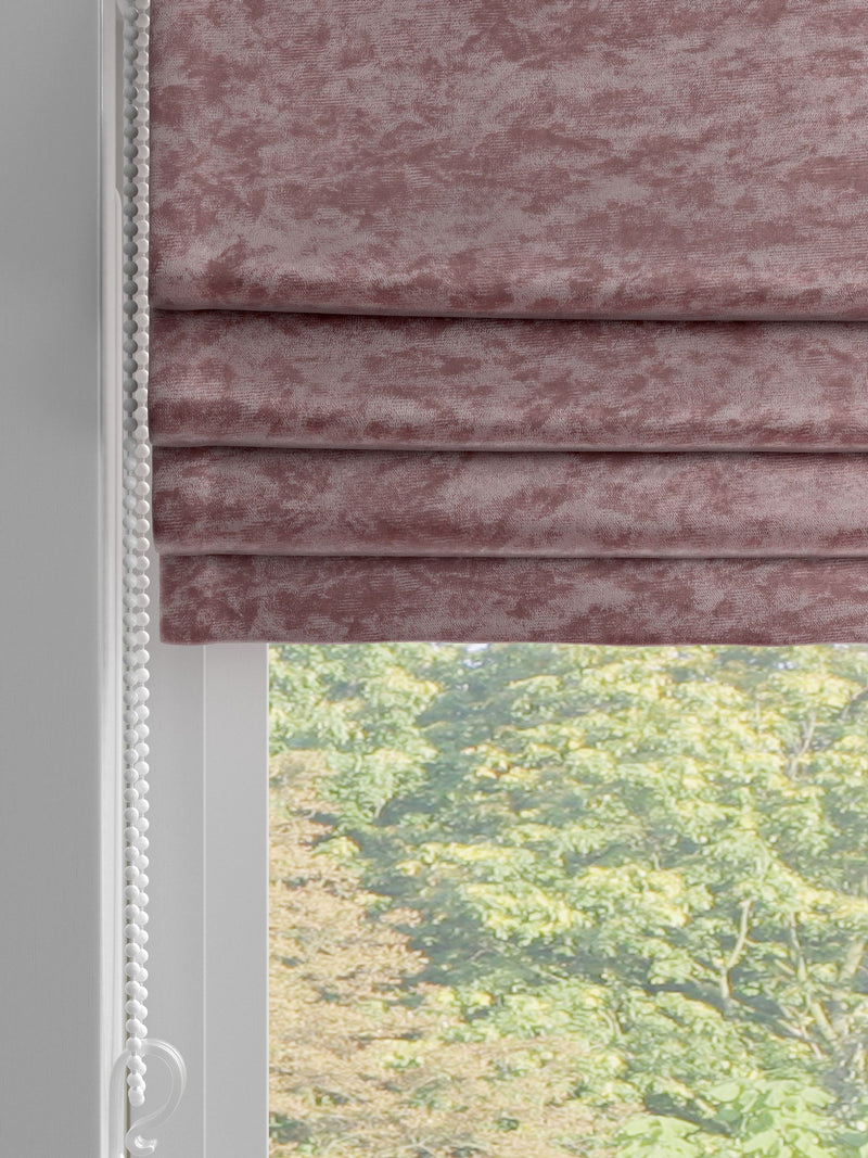 Pink crushed made to measure roman blind - British product