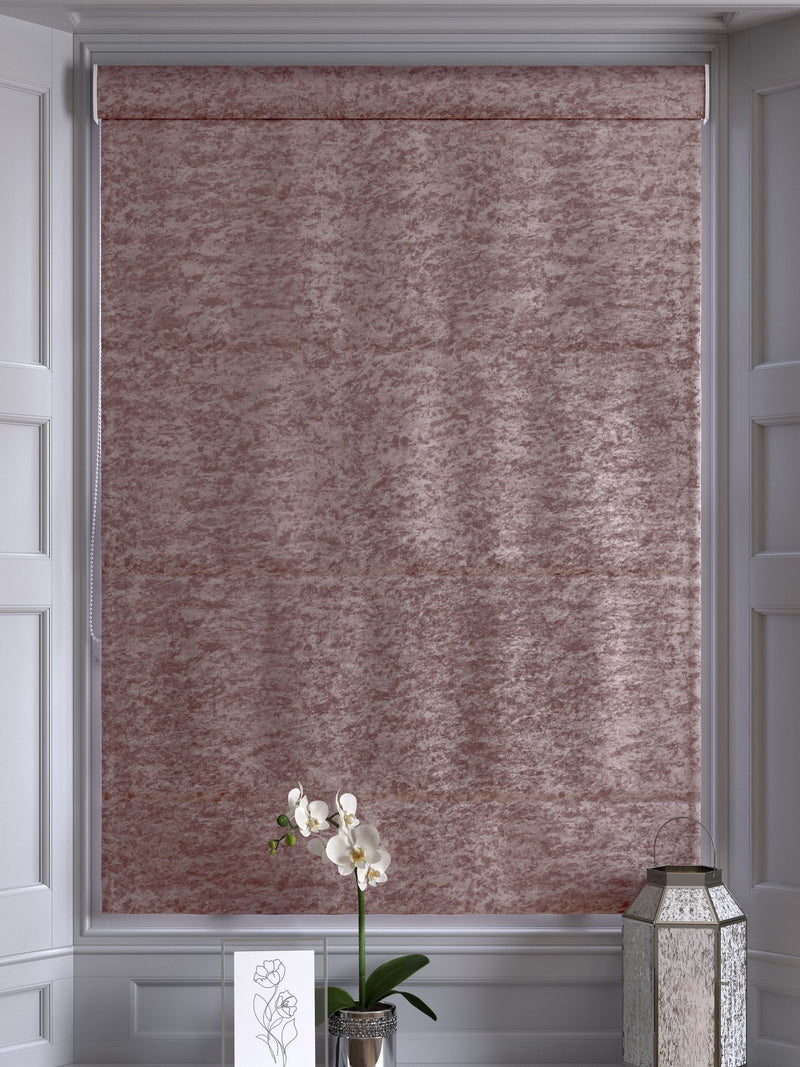 Pink crushed made to measure roman blind - British product