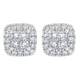 0.40ctw diamond stud earrings princess round brilliant cut 14ct white gold (British brand)
