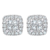 0.40ctw diamond stud earrings princess round brilliant cut 14ct white gold (British brand)