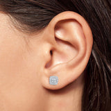 0.40ctw diamond stud earrings princess round brilliant cut 14ct white gold (British brand)