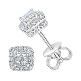 0.40ctw diamond stud earrings princess round brilliant cut 14ct white gold (British brand)