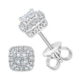 Costco UK Costco 0.40ctw Princess & Round Brilliant Cut Diamond Stud Earrings, 14ct White Gold- Buy online at McGrocer