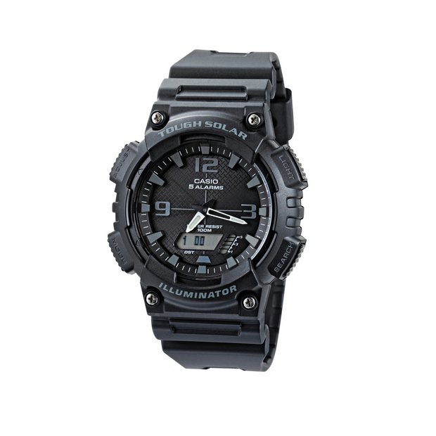 Casio solar watch black resin strap 46.6mm, imported from the UK