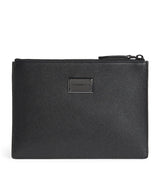 Harrods Emporio Armani Leather Logo Pouch- Buy online at McGrocer