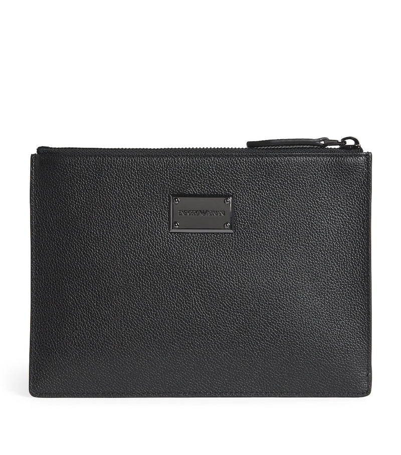 Emporio Armani grained leather logo pouch (British brand)
