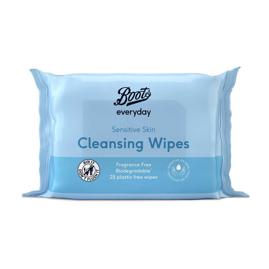 Boots Biodegradable Fragrance Free Cleansing Wipes 25s Suncare & Travel Boots   