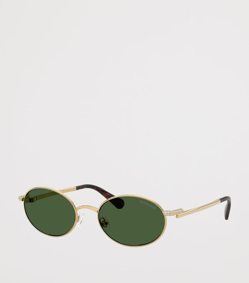 Swarovski oval sunglasses with crystal temples, imported from the UK