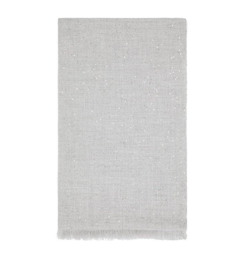 Brunello Cucinelli cashmere silk diamond yarn sequin scarf, imported from the UK