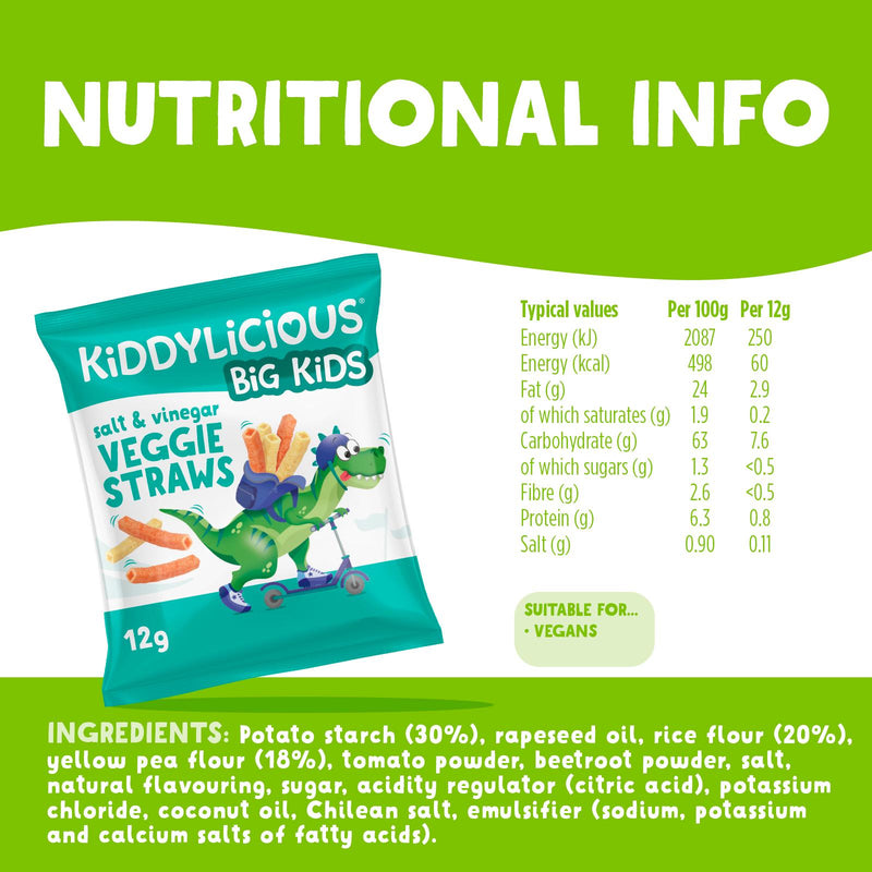 Kiddylicious salt and vinegar veggie straws 4x12g, UK version