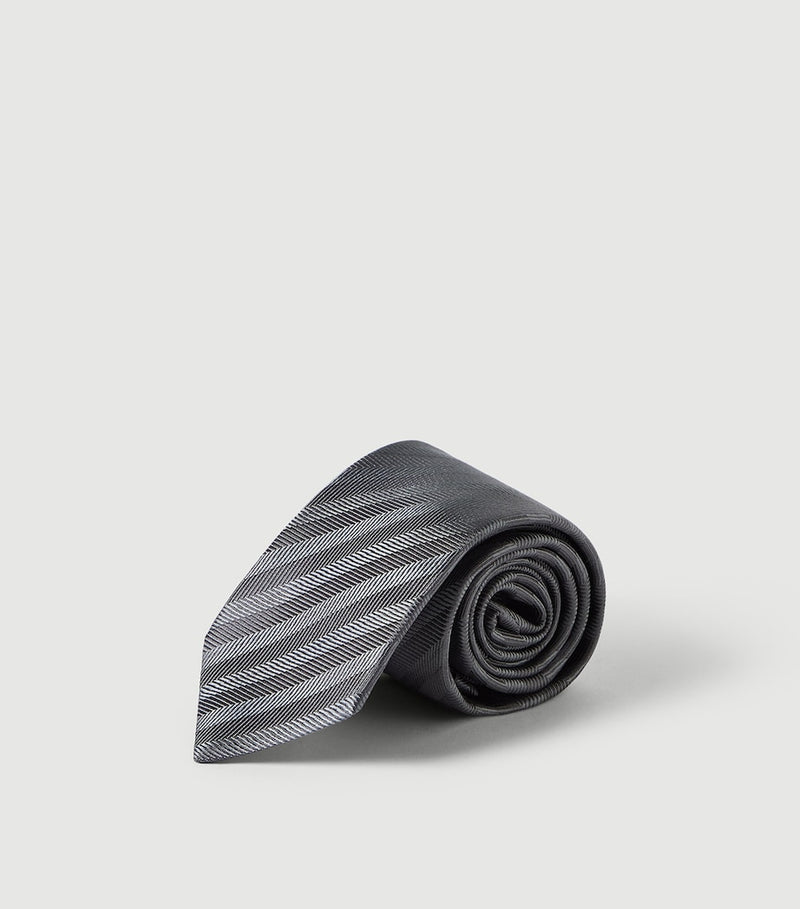 Brunello Cucinelli silk stripe jacquard tie 152cm, UK version
