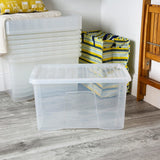 Costco UK Wham Crystal Clear Plastic Storage Box with Lid 60L 5 Pack- Buy online at McGrocer