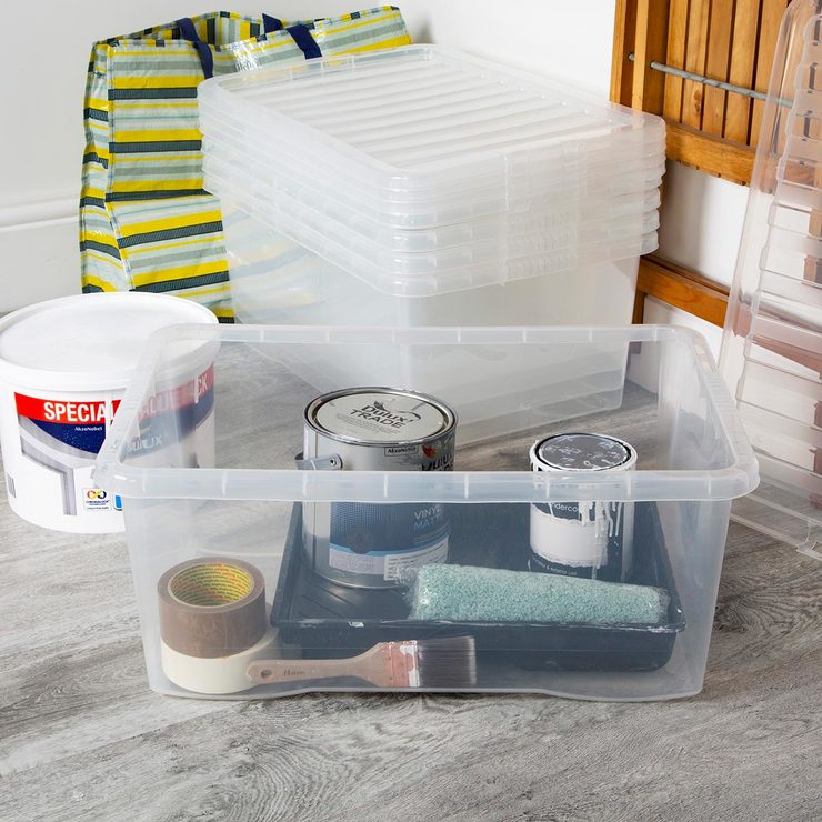 Wham 45L clear plastic storage boxes 5 pack, UK version