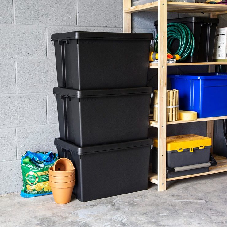 Wham 62 litre storage boxes black 3-pack (British brand)
