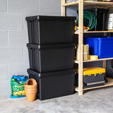 Wham 62 litre storage boxes black 3-pack (British brand)