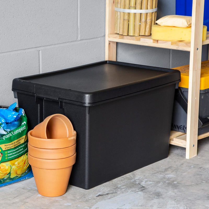 Wham 62 litre storage boxes black 3-pack (British brand)