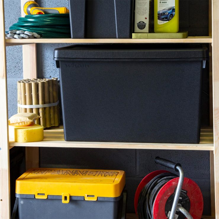 Wham 62 litre storage boxes black 3-pack (British brand)