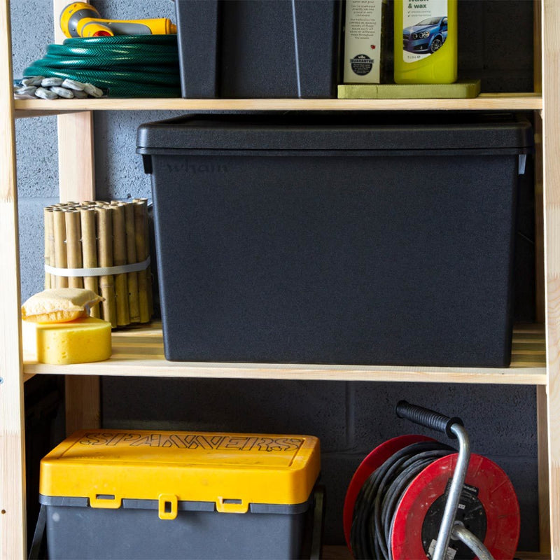 Wham 62 litre storage boxes black 3-pack (British brand)