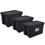 Costco UK Wham Bam 62 Litre Recycled Heavy Duty Plastic Storage Box with Lid, Black, 3 Pack- Buy online at McGrocer