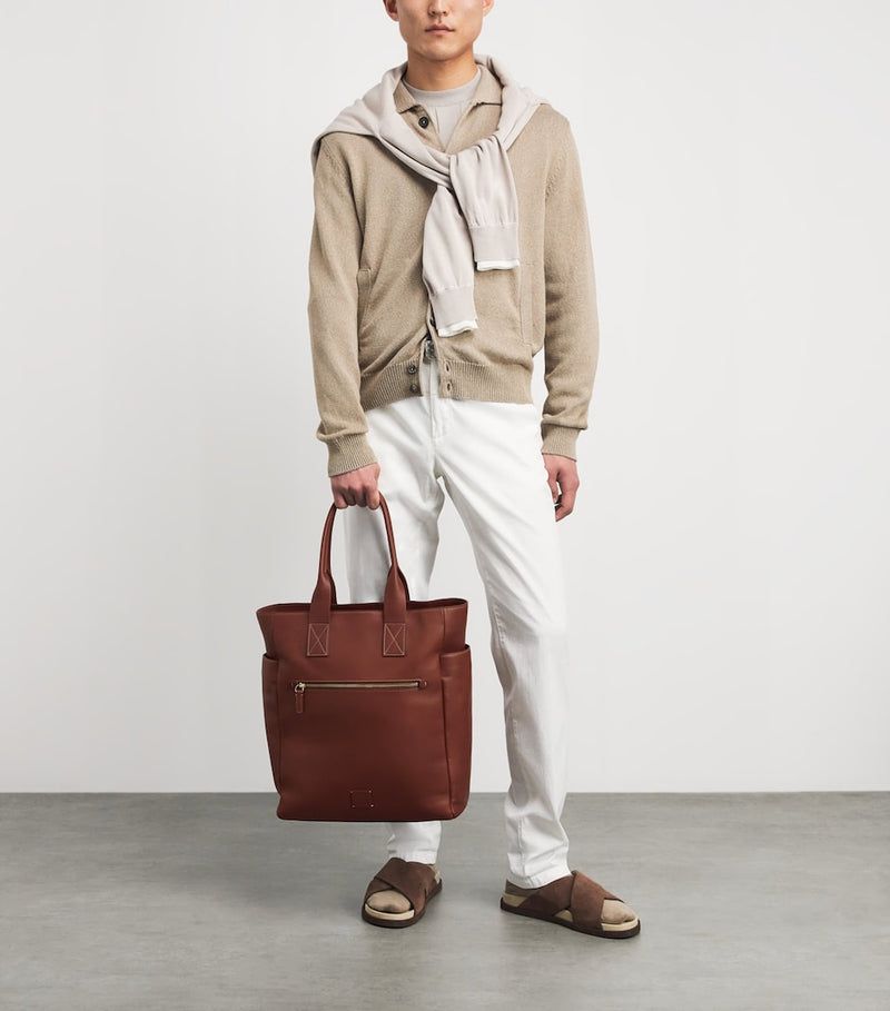 Eleventy faux leather tote bag with multiple pockets - British product