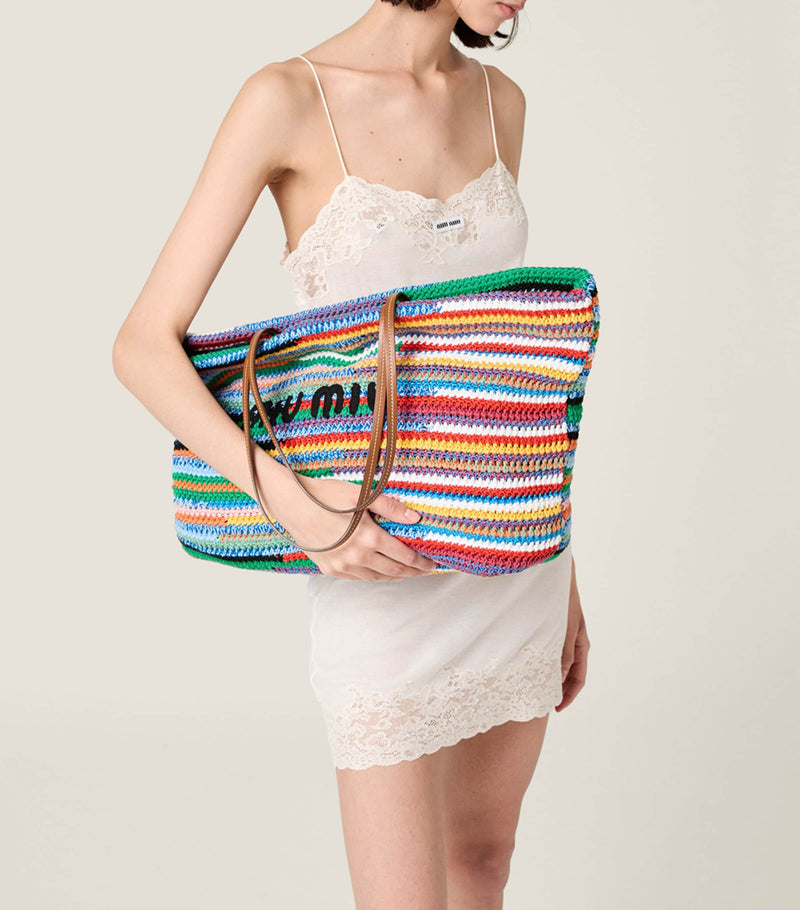 Miu Miu crochet logo tote bag with leather straps - British product